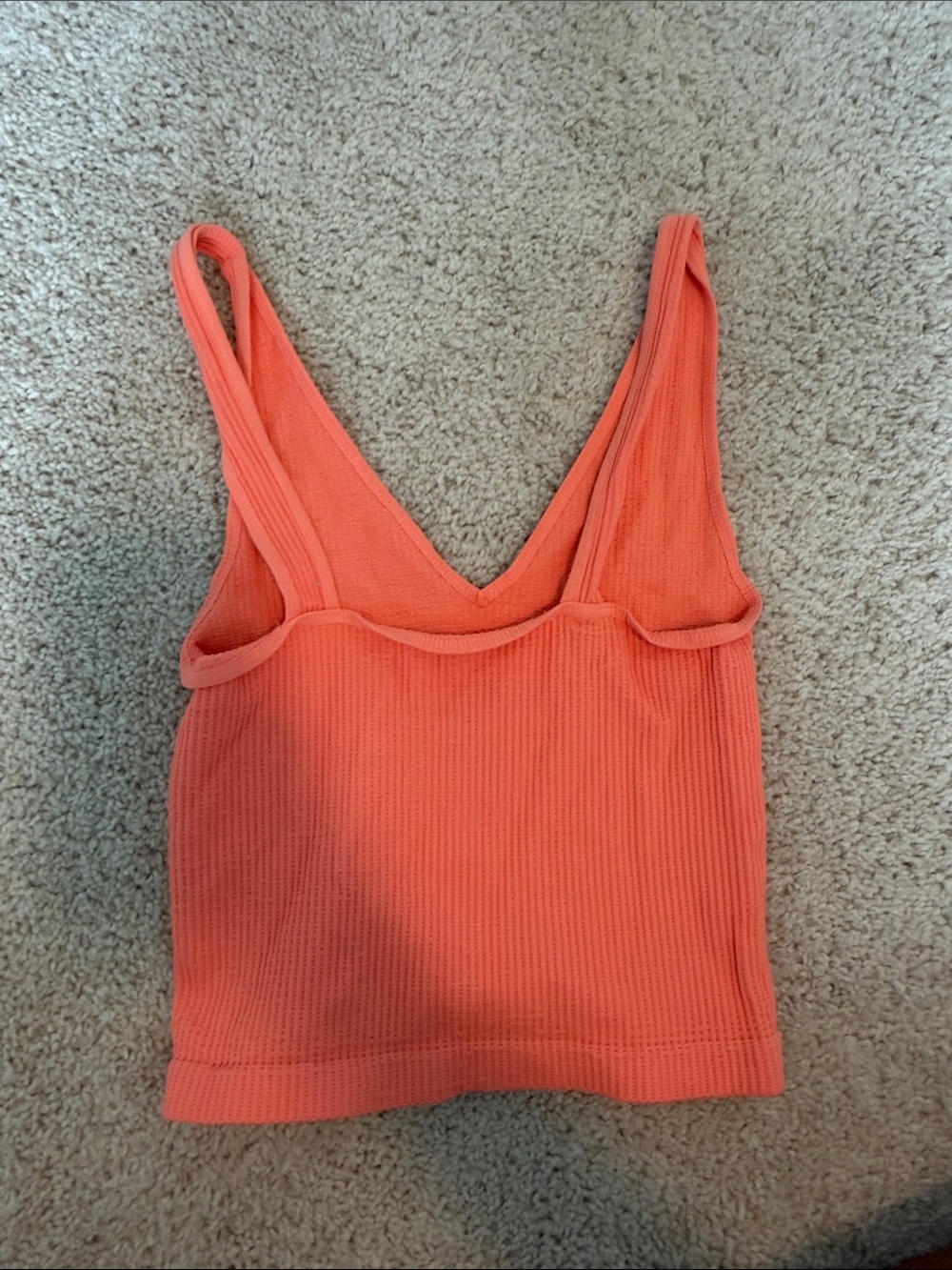 Quiksilver Coral Orange Waffle Knit Top with Logo Print - Picture 3 of 3
